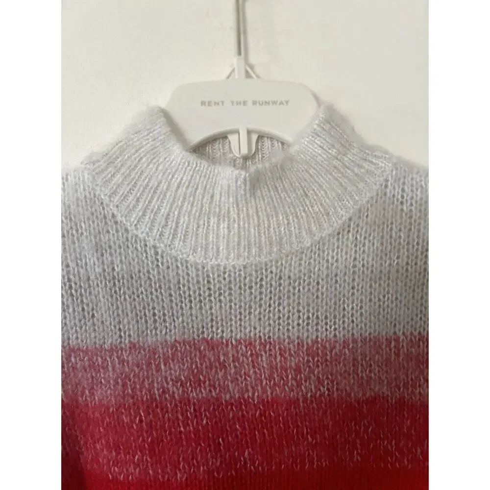 $60 NWT American Eagle Mock Neck Sweater Ombre Colorblock Cream Red Navy Size S - Picture 2 of 7